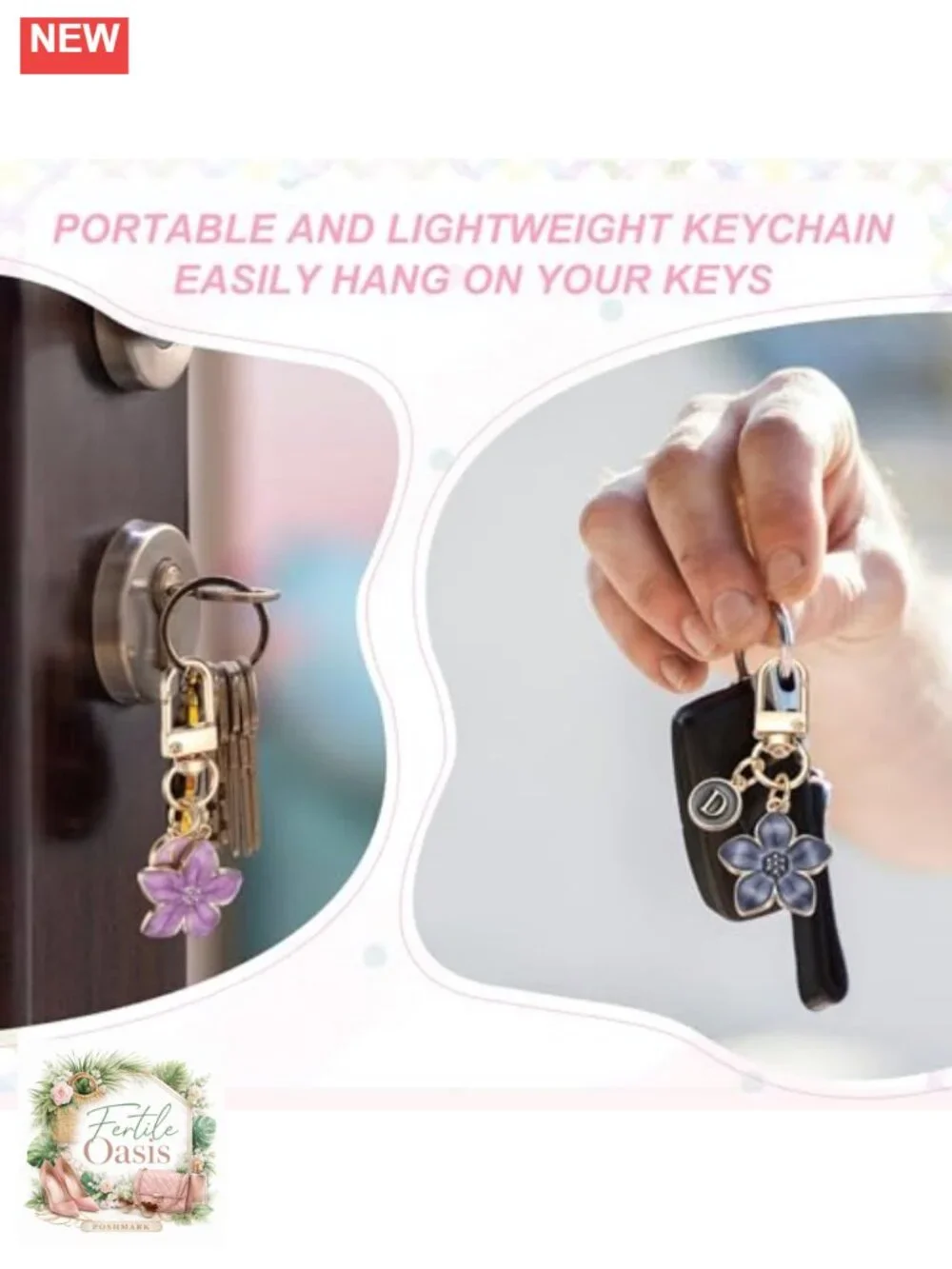 Alloy Flower Initial Letter Keychain Charm for Bags Keys Decorative